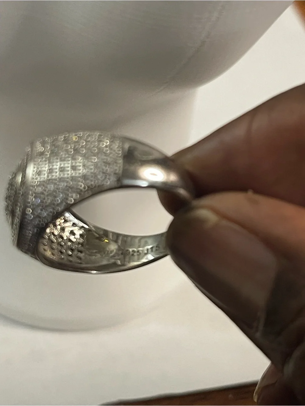Men Iced out 925 Sterling Silver pinky Ring size 10, stamped